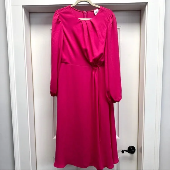 CAbi Delight Midi Dress in fuchsia pink, style #6578 Long Sleeve Dress - Picture 5 of 16